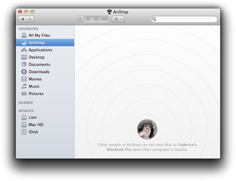 AirDrop Mac OS X Lion
