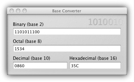 Base Converter - окно программы