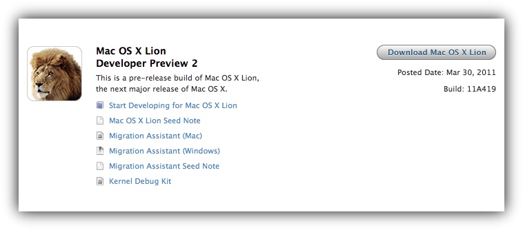 Mac OS X Lion 11A419