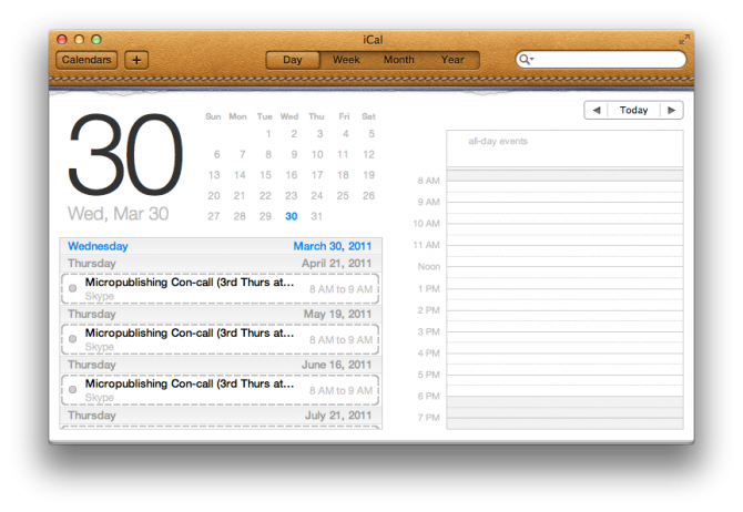 iCal - Mac OS X Lion Developer Preview 2