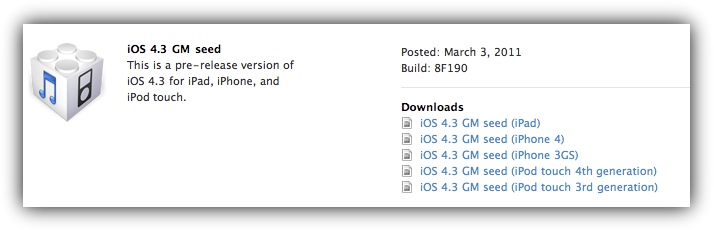 iOS 4.3 GM